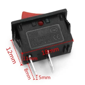SPST-Rocker-Switch-1 6A 250V AC red color 2 pins SPST small plastic rocker switches