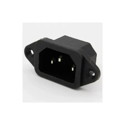 AC-01 3 Pin AC Power Entry Socket IEC C14 Panel Mount Male Connector 250V 10A Black