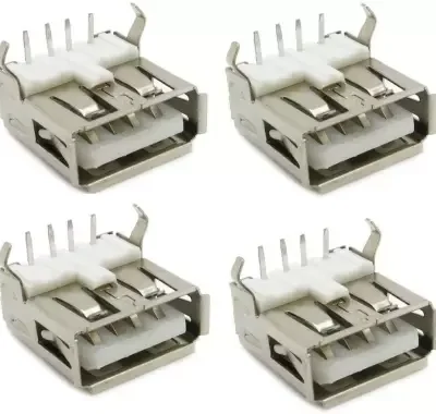 USB 2.0 Female A Type Standard Plug 4 Pin Connector for PCB Socket  (Silver)