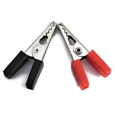 34mm Metal Alligator Insulated Crocodile Clip Black and Red Pair