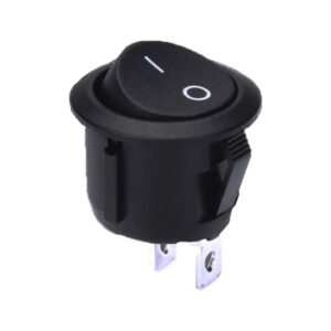 Round Rocker Switch 2 Pin ON-OFF Black Button Black Housing