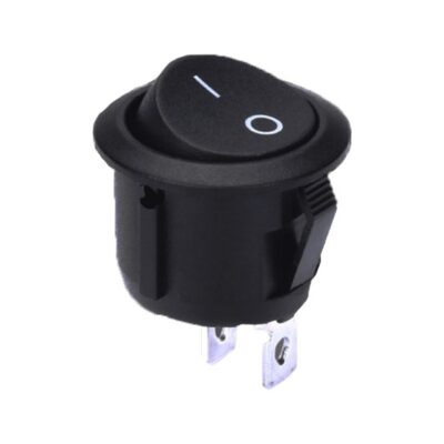 Round Rocker Switch 2 Pin ON-OFF Black Button Black Housing