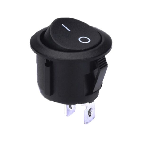 Round Rocker Switch 2 Pin ON-OFF Black Button Black Housing