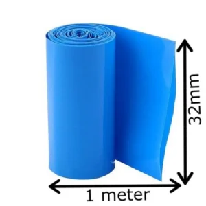 32mm PVC Heat Shrink Sleeve Blue for Lithium Cell Pack (1 Meter)