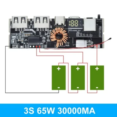 QC3.0 PD 2.0 Power Bank Dual Type-C Port Two-way Fast Charging Mobile Power Bank Module - 3S 65W