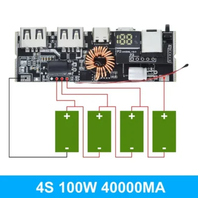 QC3.0 PD 2.0 Power Bank Dual Type-C Port Two-way Fast Charging Mobile Power Bank Module - 4S 100W