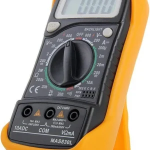 Unity MAS830L Digital LCD Multimeter with Backlight | AC/DC Voltage Current Resistance Tester