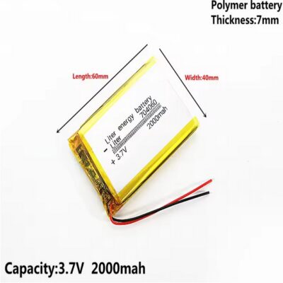 704060 3.7V 2000mAh LiPo Battery | Rechargeable Lithium Polymer Battery with BMS