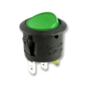 RS 13 Green Light 3 Pin On/Off Rocker Switch – 6A 250VAC SPDT Standard Plastic Switch