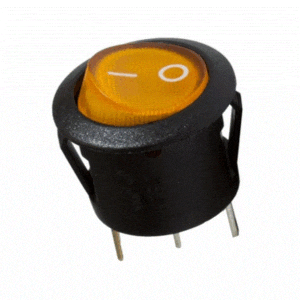 RS 13 Yellow Light 3 Pin On/Off Rocker Switch – 6A 250VAC SPDT Standard Plastic Switch