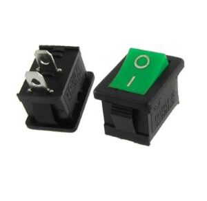 RS-12 Green 2 Pin Mini Rocker Switch – 6A 250V ON/OFF Standard SPDT Plastic Switch