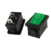 RS-12 Green 2 Pin Mini Rocker Switch – 6A 250V ON/OFF Standard SPDT Plastic Switch