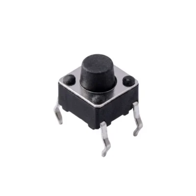 6×6×6mm Tactile Push Button Switch – Black Actuator, 4-Pin Through-Hole